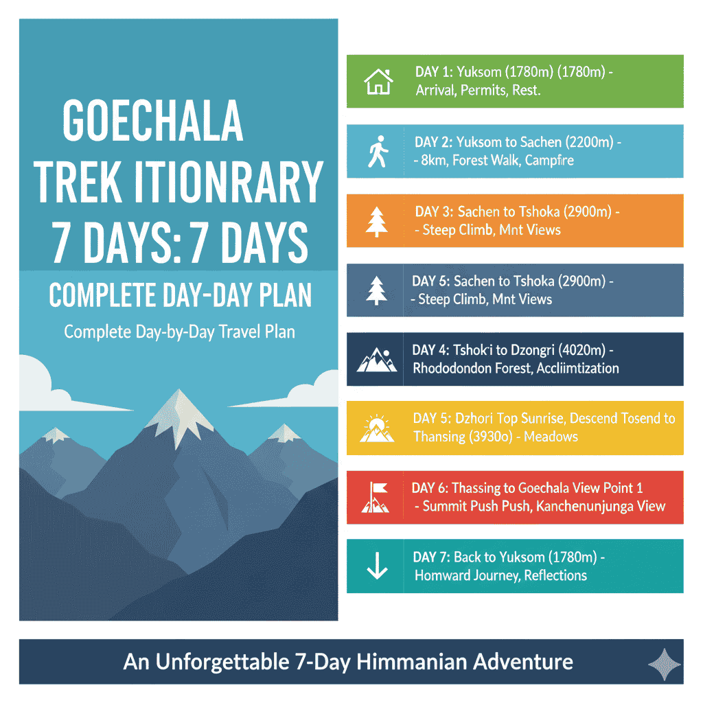 Goechala Trek Itinerary 7 Days