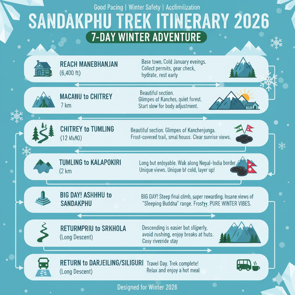 Sandakphu Trek Itinerary in 2026